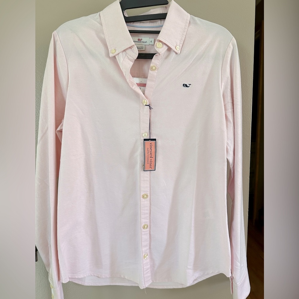Vineyard vine ladies oxford long sleeve pink shirt new with tags size 4
